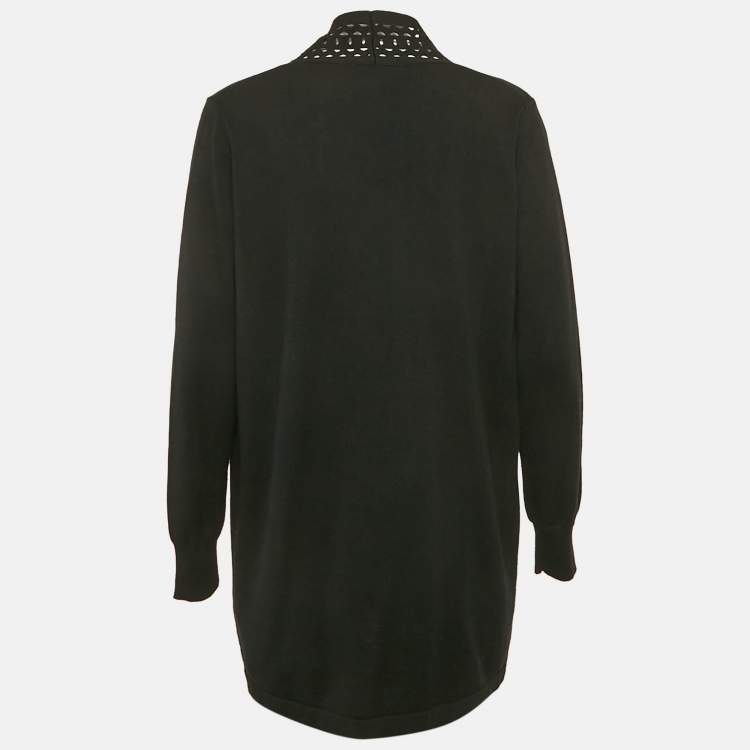 Pre Owned Sandro Black Wool Blend Open Front Cardigan M