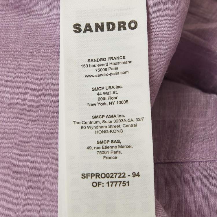 Pre Owned Sandro Light Purple Linen Cut-Out Mini Dress XS