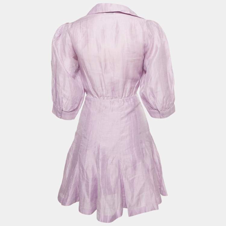 Pre Owned Sandro Light Purple Linen Cut-Out Mini Dress XS
