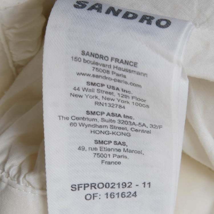 Pre Owned Sandro White Embroidered Cotton Mini Dress XS