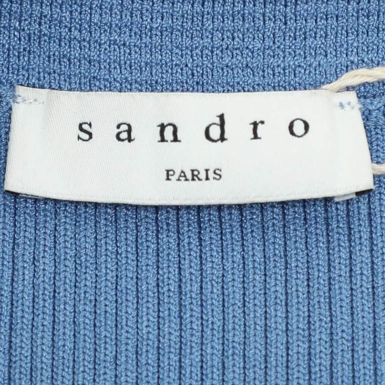 Pre Owned Sandro Blue Knit Embellished Dress S
