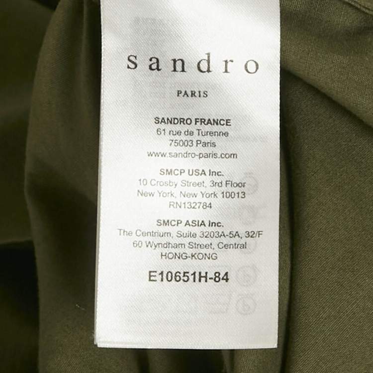 مملوكة مسبقًا Sandro Olive Green Cotton Long Sleeve Top L