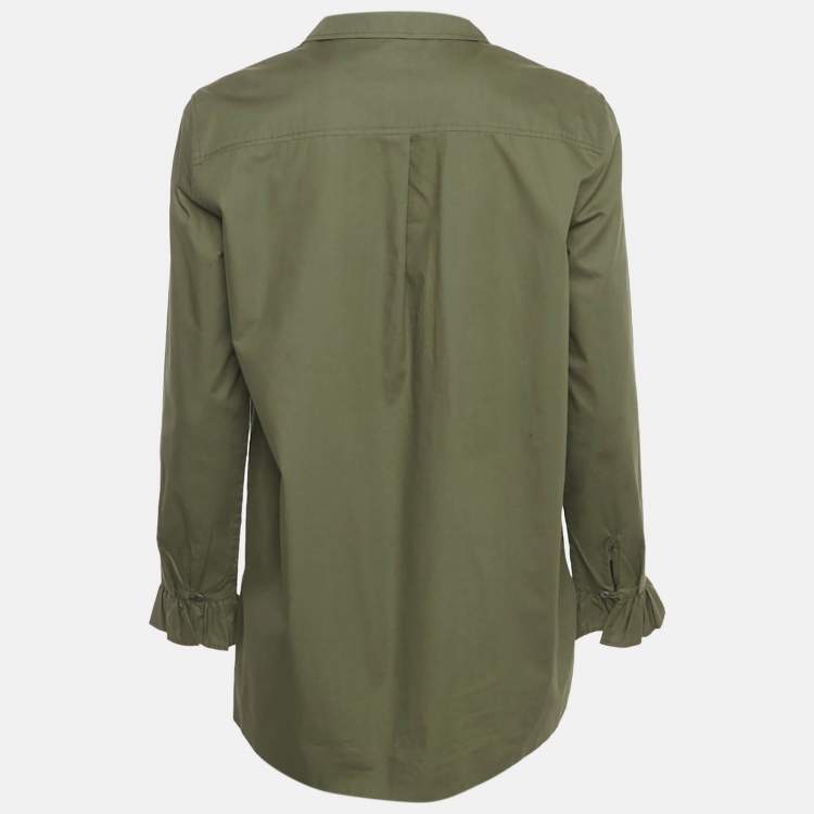 مملوكة مسبقًا Sandro Olive Green Cotton Long Sleeve Top L