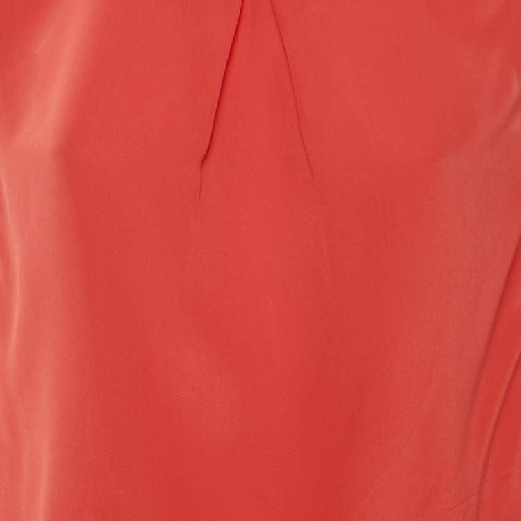 Pre Owned Sandro Red Silk Metal Trim Detail Sleeveless Top L