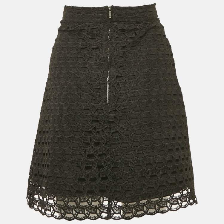 Pre Owned Sandro Black Lace Mini Skirt M