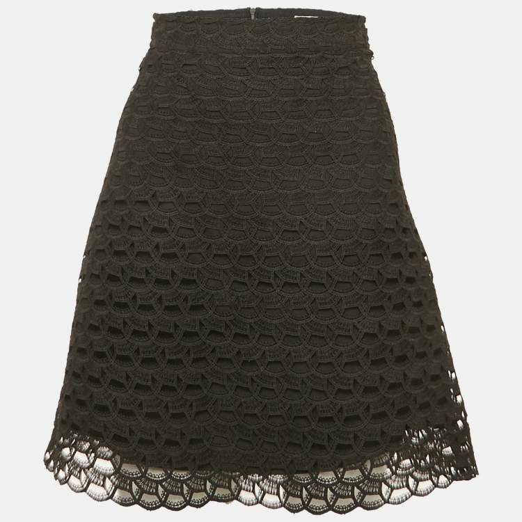Pre Owned Sandro Black Lace Mini Skirt M