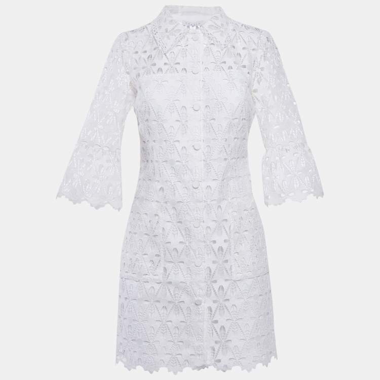 Pre Owned Sandro White Lace Mini Dress S