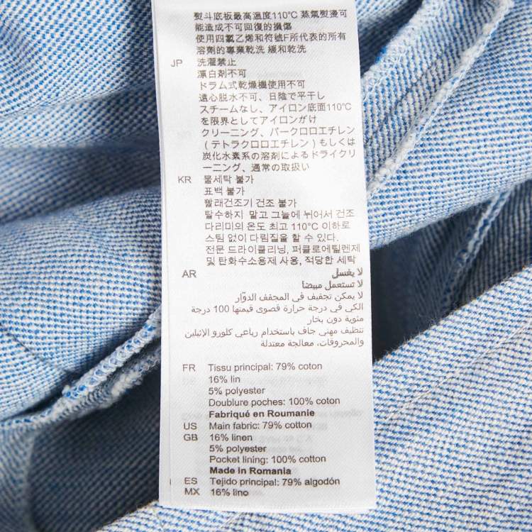 Pre Owned Sandro Blue Cotton Gabardine Zip-Up Alma Playsuit M