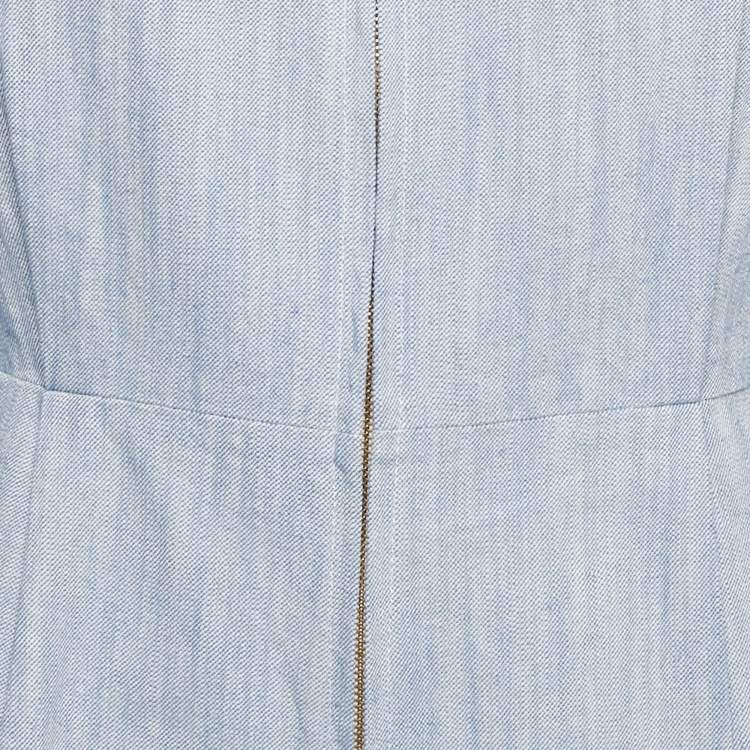 Pre Owned Sandro Blue Cotton Gabardine Zip-Up Alma Playsuit M