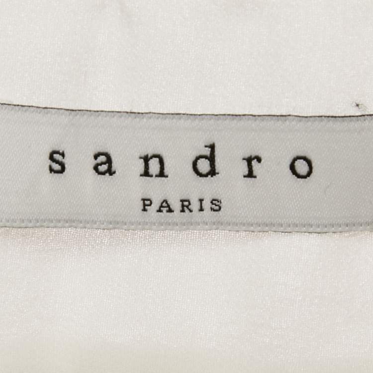Pre Owned Sandro White Chiffon Pleated Blouse M