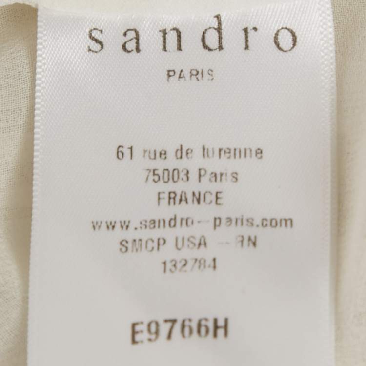 Pre Owned Sandro White Chiffon Pleated Blouse M