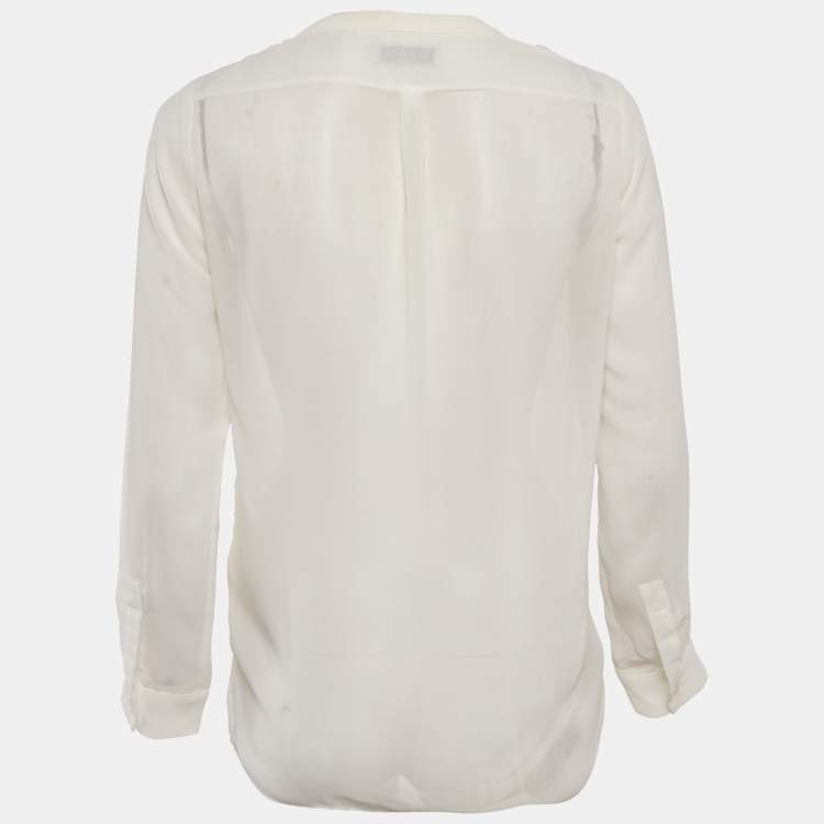 Pre Owned Sandro White Chiffon Pleated Blouse M