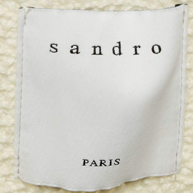 Pre Owned Sandro Cream Crochet Nino Denim Detail Jacket L