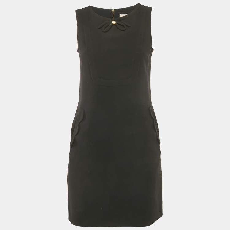 Pre Owned Sandro Black Crepe Bow Detail Mini Dress S
