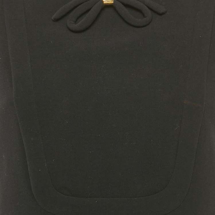 Pre Owned Sandro Black Crepe Bow Detail Mini Dress S