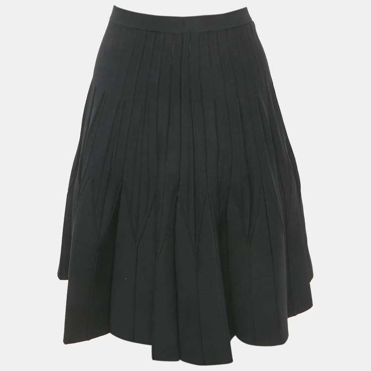 Pre Owned Sandro Black Knit Pleated Mini Skirt XS