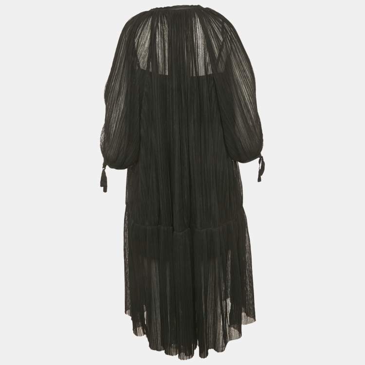 مملوكة مسبقًا Sandro Black Plisse Drop Waist Short Dress M