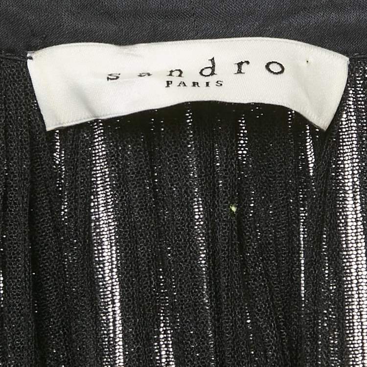 مملوكة مسبقًا Sandro Black Plisse Drop Waist Short Dress M