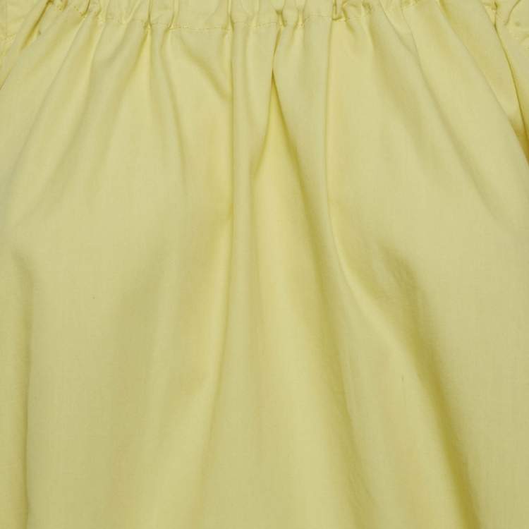 Pre Owned Sandro Yellow Lace Trim Cotton Cold-Shoulder Blouse M