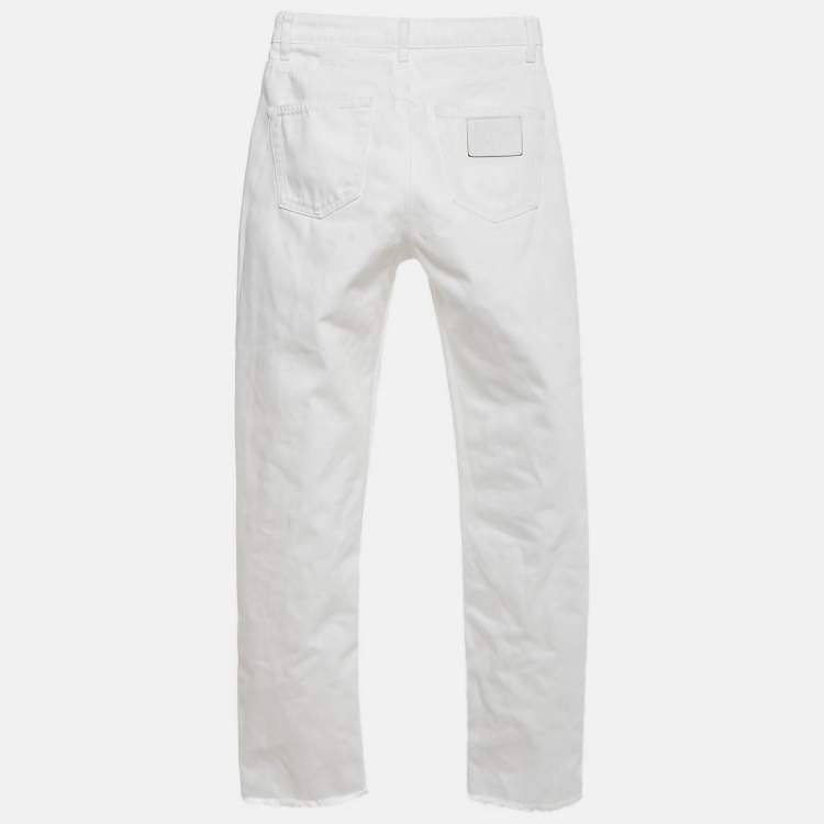 Pre Owned Sandro White Denim Raw Hem Jeans S Waist 26"