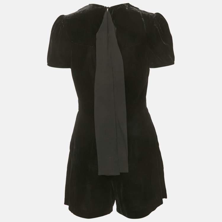 Pre Owned Sandro Black velvet Bead Detail Mini Dress S