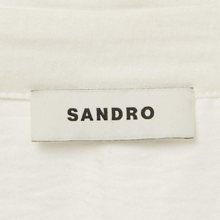 Pre Owned Sandro White Cotton Blend Mini Dress S