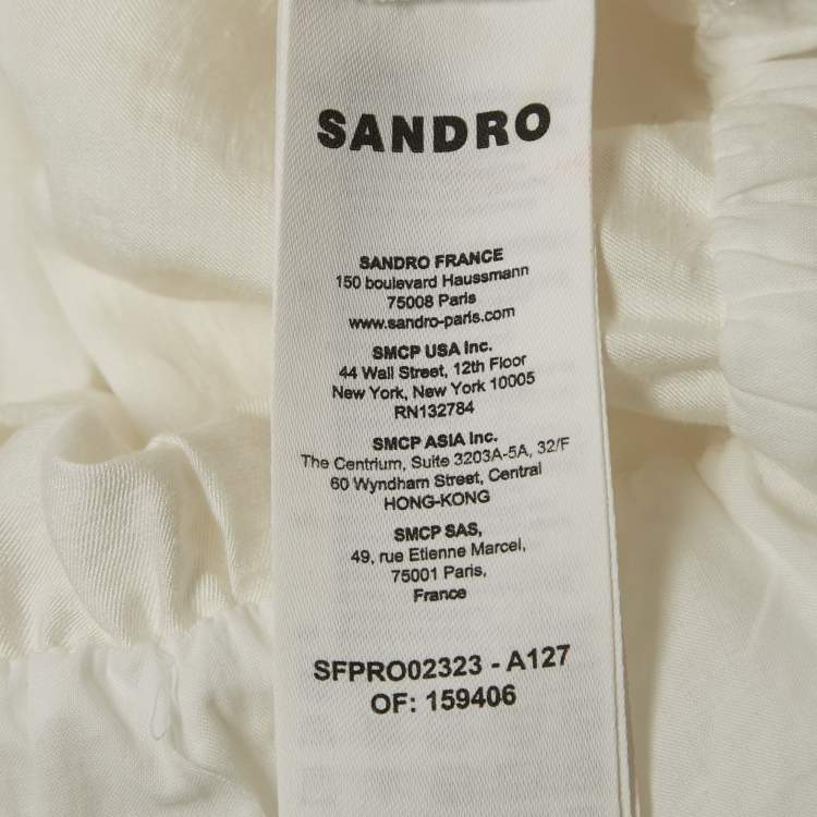 Pre Owned Sandro White Cotton Blend Mini Dress S