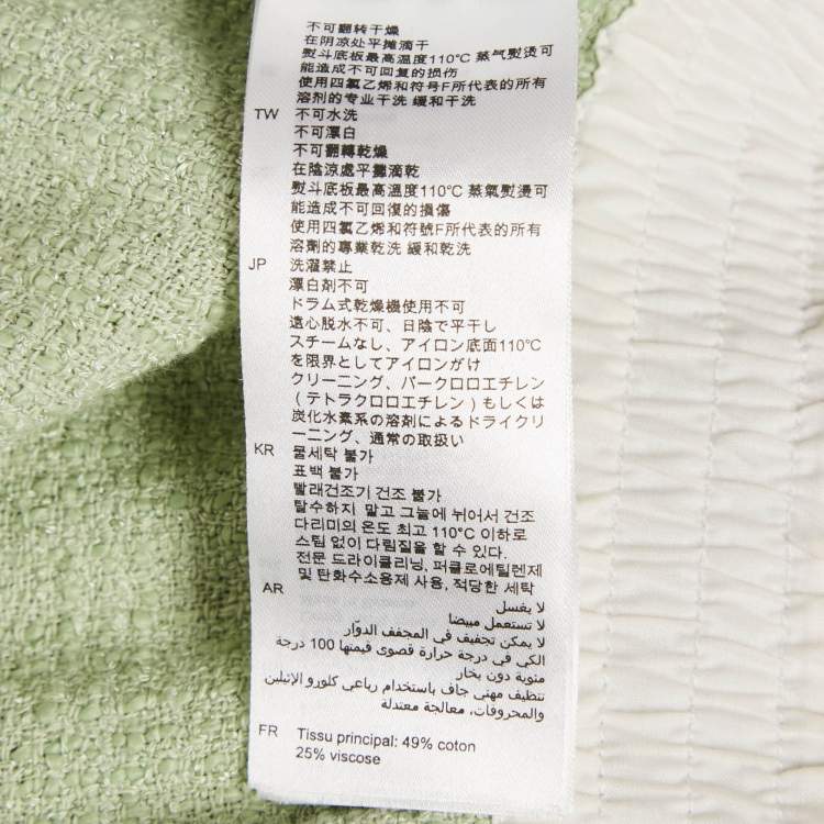 Pre Owned Sandro Green Tweed Button Front Double Breasted Mini Dress S