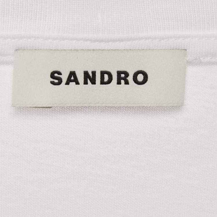 Pre Owned Sandro Multicolor Print Cotton Tie-Waist Crew Neck T-Shirt XS