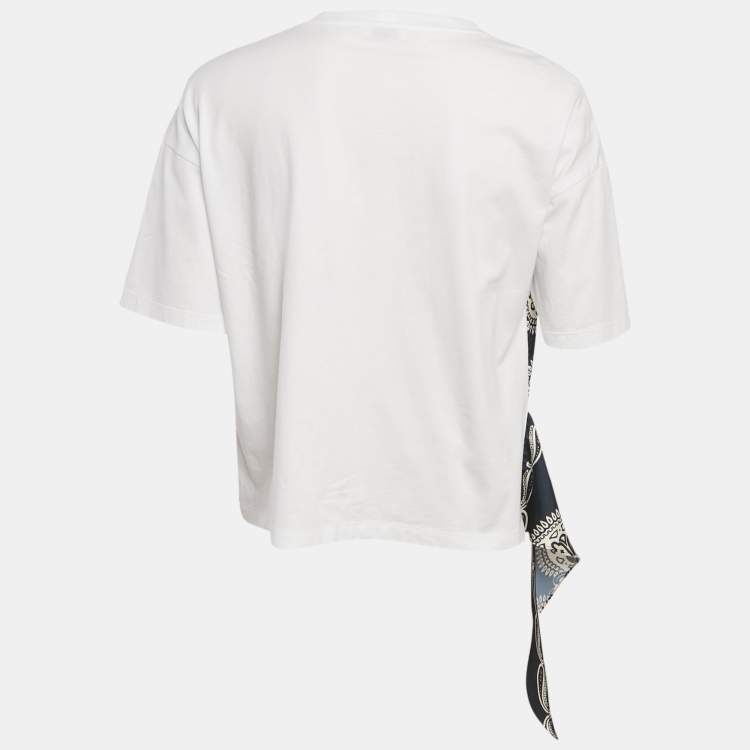 Pre Owned Sandro Multicolor Print Cotton Tie-Waist Crew Neck T-Shirt XS