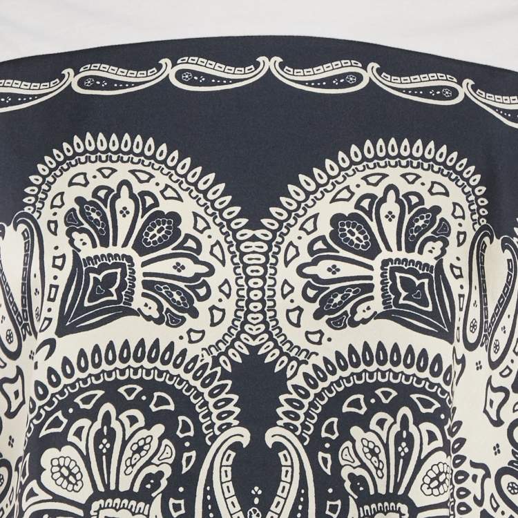 Pre Owned Sandro Multicolor Print Cotton Tie-Waist Crew Neck T-Shirt XS