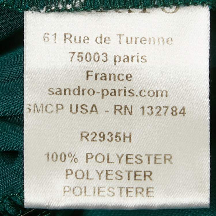 Pre Owned Sandro Green Satin Waist Braided Tie-Up Detail Dress S