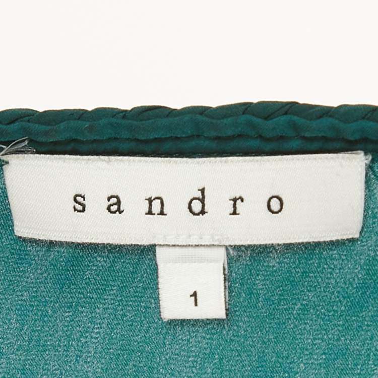 Pre Owned Sandro Green Satin Waist Braided Tie-Up Detail Dress S