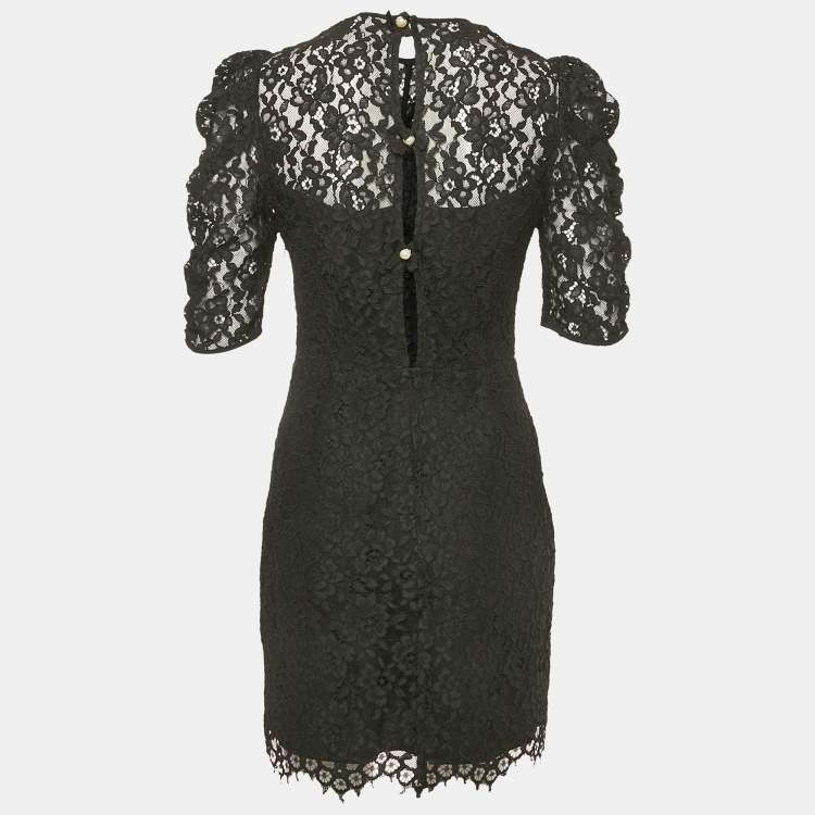 Pre Owned Sandro Black Lace Mini Dress S 