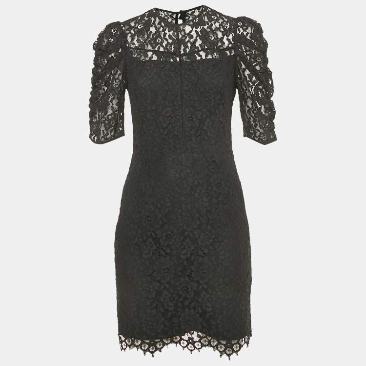 Pre Owned Sandro Black Lace Mini Dress S 