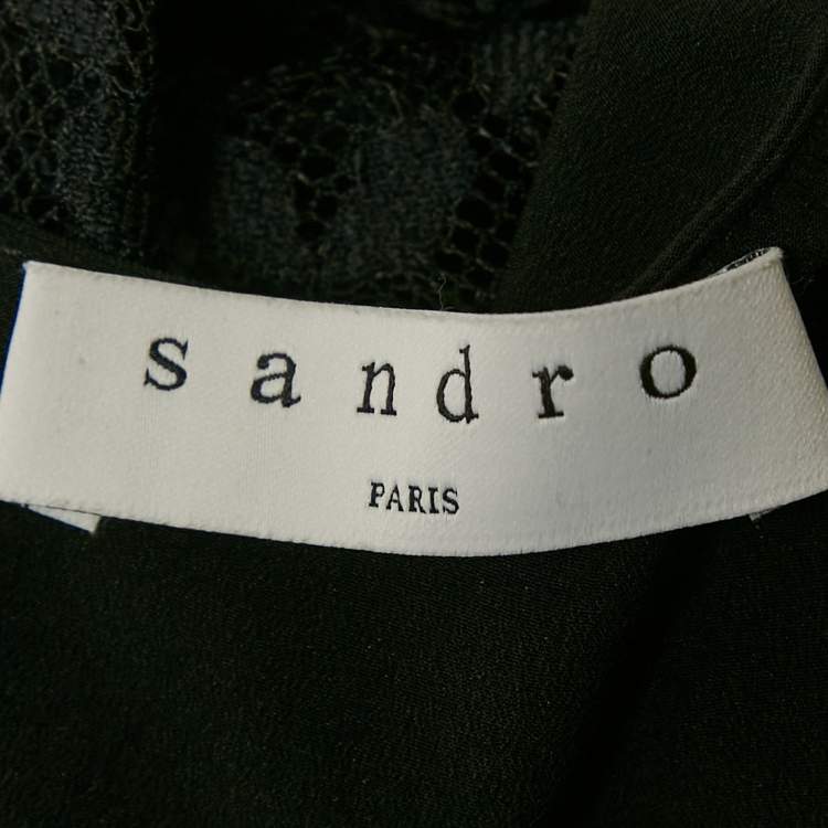 Pre Owned Sandro Black Lace Mini Dress S 