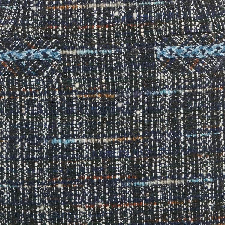 Pre Owned Sandro Navy Blue Tweed Mini Skirt XS