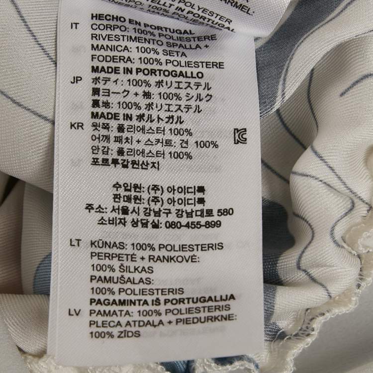 Pre Owned Sandro White Printed Crepe and Silk Trim Mini Dress S