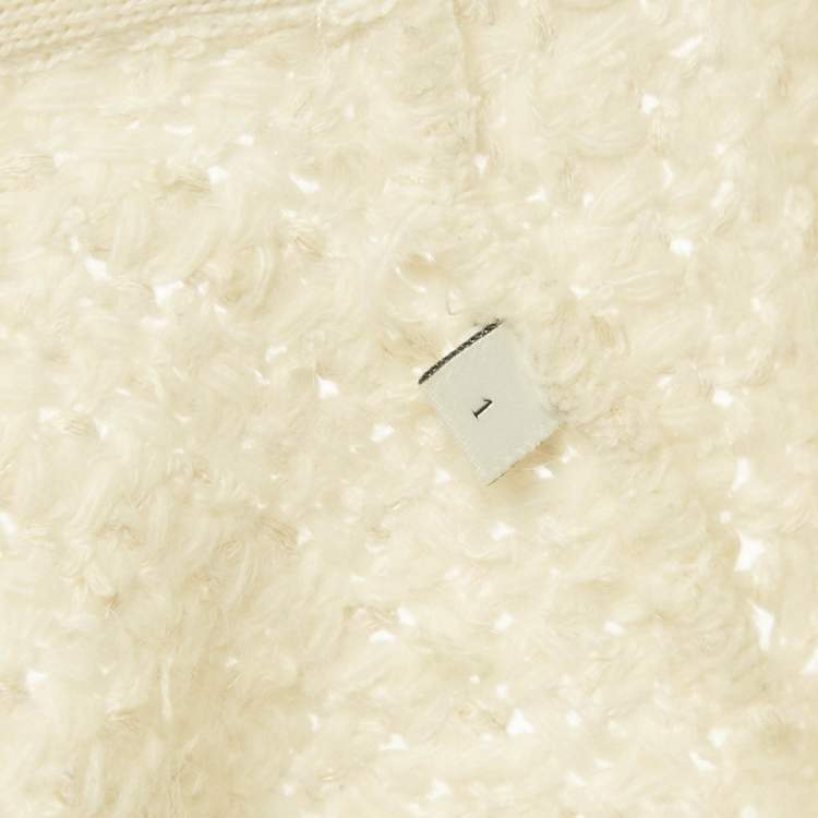 Pre Owned Sandro Off-White Tweed Open Front Cardigan S