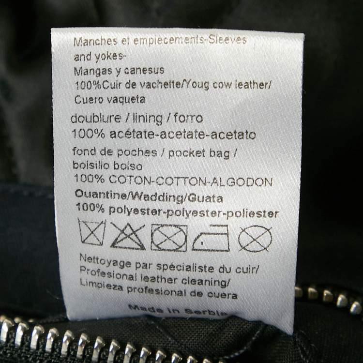 Pre Owned Sandro Navy Blue Cotton Leather Sleeved Biker Jacket L  