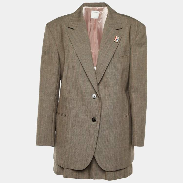 Pre Owned Sandro Brown Wool Oversized Blazer & Shorts XL
