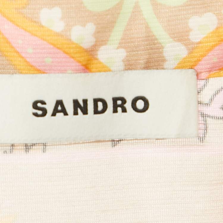 Pre Owned Sandro Beige Floral Print Linen Blend Mini Dress M