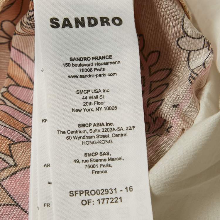 Pre Owned Sandro Beige Floral Print Linen Blend Mini Dress M