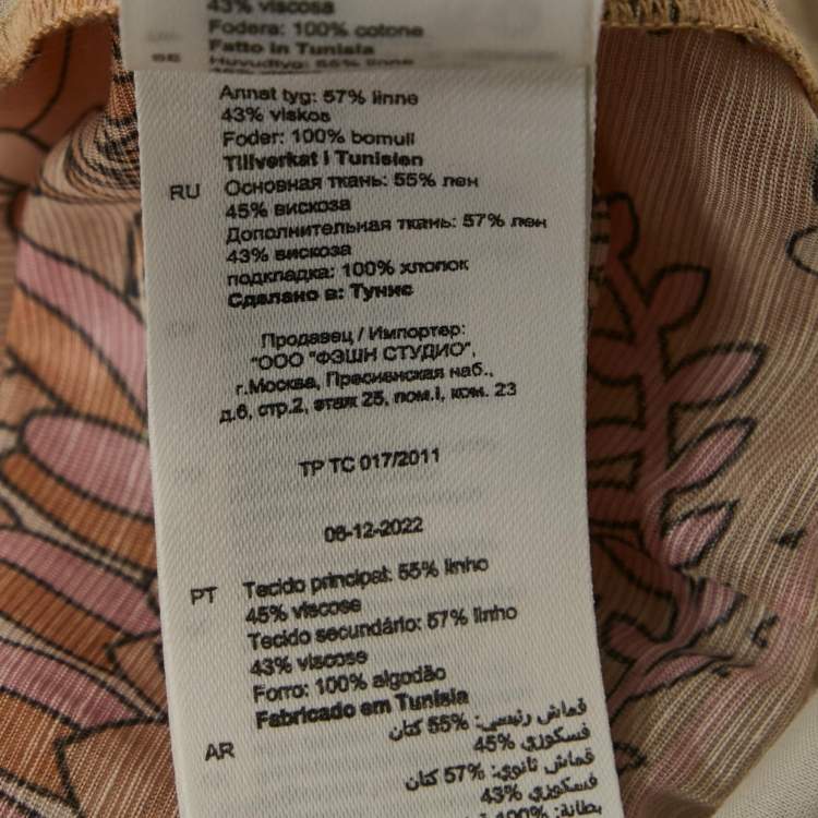 Pre Owned Sandro Beige Floral Print Linen Blend Mini Dress M