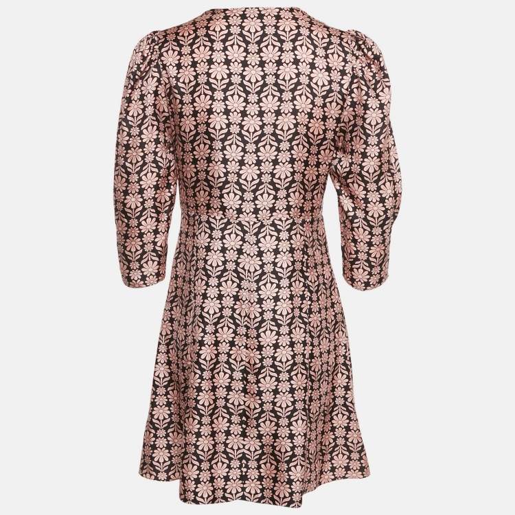 Pre Owned Sandro Pink Floral Printed Silk Mini Dress M