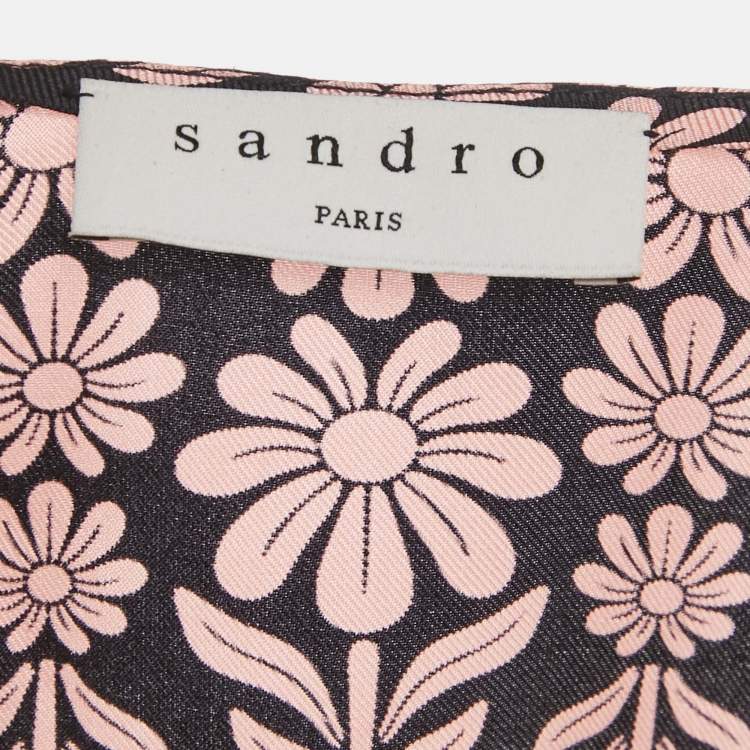 Pre Owned Sandro Pink Floral Printed Silk Mini Dress M