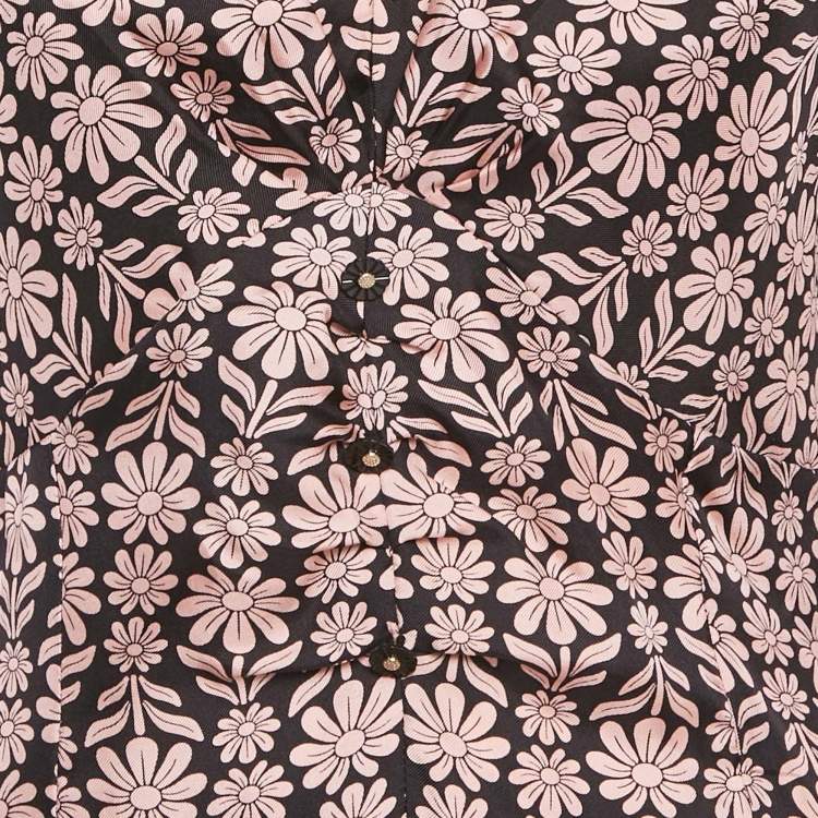 Pre Owned Sandro Pink Floral Printed Silk Mini Dress M