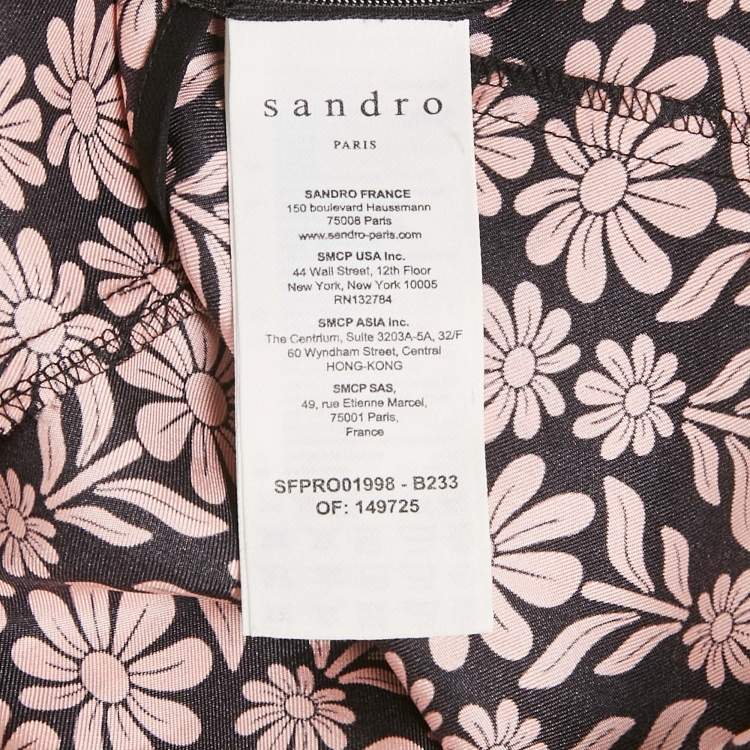 Pre Owned Sandro Pink Floral Printed Silk Mini Dress M