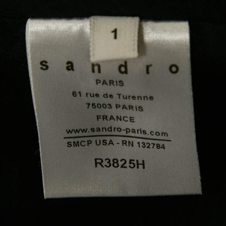 Pre Owned Sandro Black Printed Silk Mini Dress S