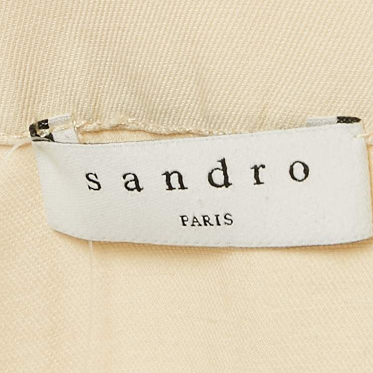 Pre Owned Sandro Cream Linen Blend Pleated Mini Dress XS